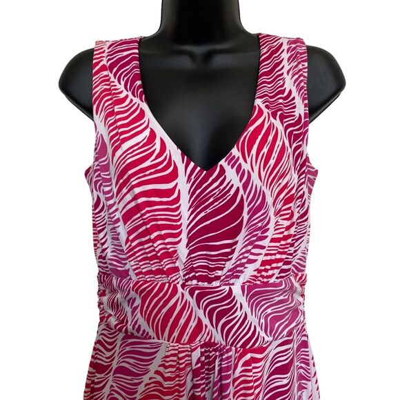 Kelly by Clinton Kelly Deep V Hi Low Hem Maxi Dress Pink White Sz XS - Picture 3 of 10